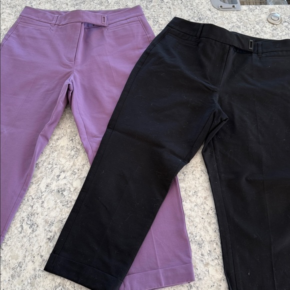 White House Black Market Pants - Pair of White House Black Market Black and Purple The Slim Cropped Pants